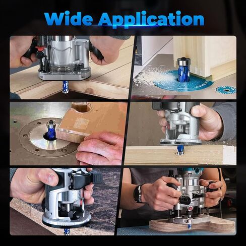 2PCS 1/2" Shank Flush Trim Router Bit Set Double Bearings Flush Trim Bit Trimming Tool Woodworking Milling Cutter Tool Router Template Bit for Wood MDF in Kuwait