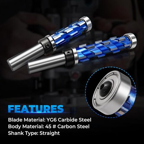 2PCS 1/2" Shank Flush Trim Router Bit Set Double Bearings Flush Trim Bit Trimming Tool Woodworking Milling Cutter Tool Router Template Bit for Wood MDF in Kuwait