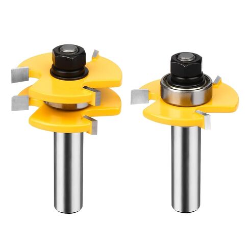 BAIDETS 1/4" Tongue and Groove Router Bits - Set of 2Pcs 1/4 Inch Shank Router Bit Set 3 Teeth Adjustable T Shape Wood Milling Cutter in Saudi Arabia