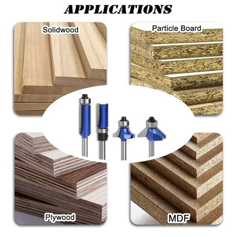 4PCS Router Bit Set 1/4 Inch Shank, Tungsten Carbide Tip Includes Top Bearing Flush Trim, Pattern Template ,45 Degree Chamfer and Roundover Router Bits-Woodworking Kit for Beginners & DIY in Kuwait