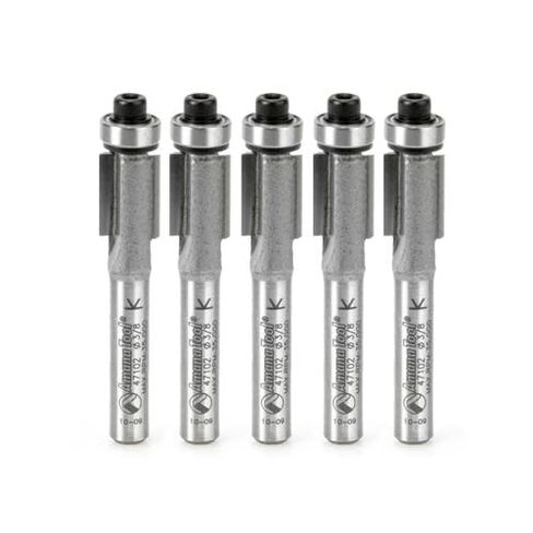 Amana Tool 47102-5 5-Pack Carbide Tipped Flush Trim 3/8 D x 1/2 CH x 1/4 Inch SHK x 2-1/8 Inch Long Router Bits w/ Lower Ball Bearing in Kuwait