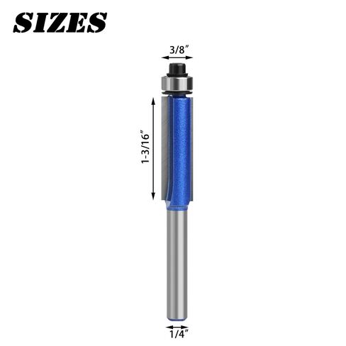 Top Bearing Flush Trim Router Bit 1/4 Inch Shank, Tungsten Carbide Tip Router Bits for Woodworking Straight Trimming，Cutting Diameters: 3/8 Inch in Kuwait