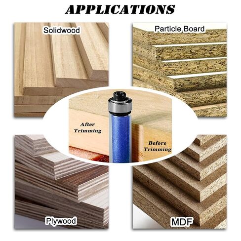 Top Bearing Flush Trim Router Bit 1/4 Inch Shank, Tungsten Carbide Tip Router Bits for Woodworking Straight Trimming，Cutting Diameters: 3/8 Inch in Kuwait