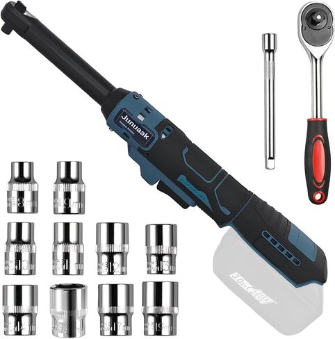 3/8" Extended Cordless Ratchet Wrench for De-Walt 20V MAX Batteries(No Battery) 6"Extension Bar Power Electric Ratchet Driver with Variable Speed 60Ft-lbs Cordless Ratchet 10 Sockets with led light in Kuwait