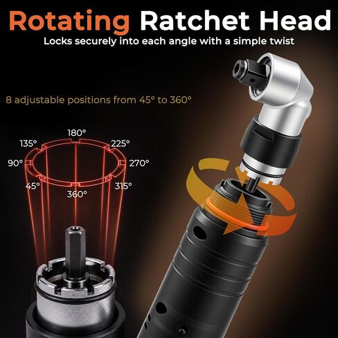 1/2" Brushless Right Angle Wrench 360 Rotating 160Nm, 2 Batteries | 6-Speed Control (800-3000 RPM), 4-Level LED Fuel Gauge, Includes 20pcs Sockets & Bits, 3500 IPM High Torque, Pro Tool Case in Kuwait