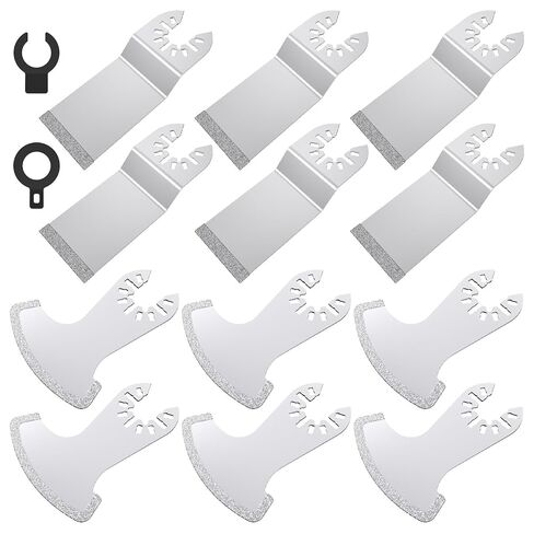 12PCS Diamond Oscillating Multi Tool Grout Removal Blades with 2 Adapters Multifunctional Grout Remover Blades Kit for Oscillating Tool(Mixed Set) in Kuwait