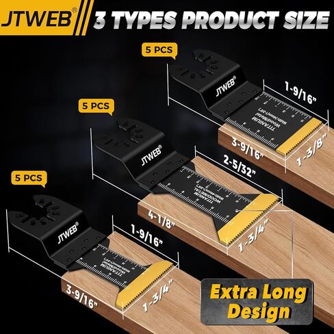 JTWEB 15PCS Titanium Oscillating Saw Blades, Multitool Blades Oscillating Tool Blade Metal Cutting for Wood Nails, Screws, Plastic, Multi Tool Blades Kits for Milwaukee Bosch Ryobi in Kuwait