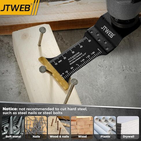 JTWEB 15PCS Titanium Oscillating Saw Blades, Multitool Blades Oscillating Tool Blade Metal Cutting for Wood Nails, Screws, Plastic, Multi Tool Blades Kits for Milwaukee Bosch Ryobi in Kuwait