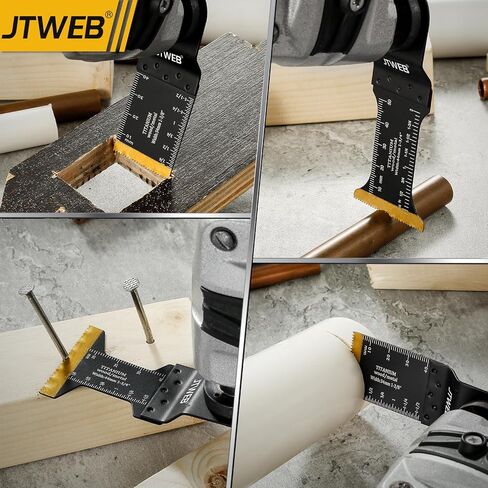 JTWEB 15PCS Titanium Oscillating Saw Blades, Multitool Blades Oscillating Tool Blade Metal Cutting for Wood Nails, Screws, Plastic, Multi Tool Blades Kits for Milwaukee Bosch Ryobi in Kuwait