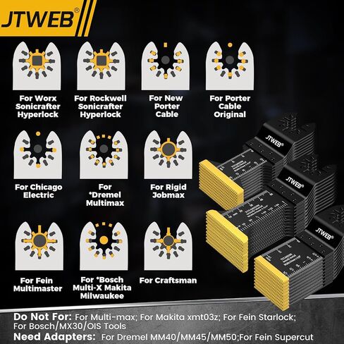 JTWEB 15PCS Titanium Oscillating Saw Blades, Multitool Blades Oscillating Tool Blade Metal Cutting for Wood Nails, Screws, Plastic, Multi Tool Blades Kits for Milwaukee Bosch Ryobi in Kuwait