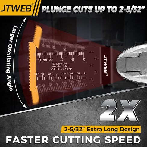 JTWEB 15PCS Titanium Oscillating Saw Blades, Multitool Blades Oscillating Tool Blade Metal Cutting for Wood Nails, Screws, Plastic, Multi Tool Blades Kits for Milwaukee Bosch Ryobi in Kuwait