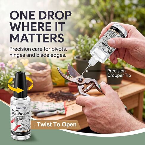 Dreyoo Garden Tool Lubricating Oil, 1 fl oz Pruner Lubricant for Pruning Shears Loppers Hedge Trimmer Blades Mini Chainsaw Chains, Helps Reduce Friction and Rust on Pivot Joints and Moving Parts in Kuwait