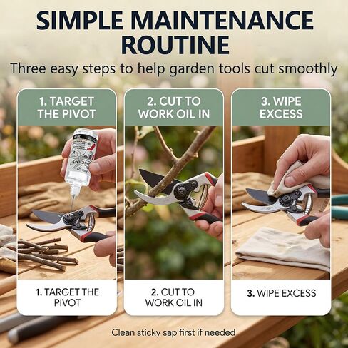 Dreyoo Garden Tool Lubricating Oil, 1 fl oz Pruner Lubricant for Pruning Shears Loppers Hedge Trimmer Blades Mini Chainsaw Chains, Helps Reduce Friction and Rust on Pivot Joints and Moving Parts in Kuwait