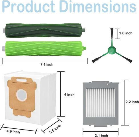 21-Pack Replacement Parts for Roomba Max 705 Vac/Plus 504 Vac Robot, for Roomba Max 705 Vac Accessories Kit Include 2 Main Brush, 6 Side Brush, 6 Dust Bag, 6 Filter in Kuwait
