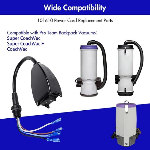 101610 Switch Cord Assembly Compatible with Backpack Vacuum Parts 120V Power Cord Replacement for Super CoachVac QuarterVac and More in Kuwait