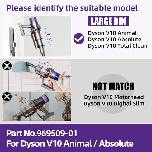 Dust Bin Replacement for Dyson V10 SV12 Animal and Absolute Vacuum Cleaner | Large Dirt Cup Container Dustbin for Dyson No.969509-01, 4.53"D x 7.75"H in Kuwait