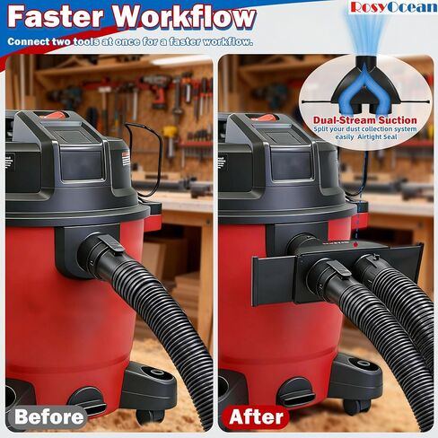 2-1/2 Inch Y Splitter Vacuum Hose Adapter Dual Port Dust Collection Fitting, Wet Dry Shop Vac Attachment for Table Saw Miter Saw Sander Woodworking Dust Extractor in Kuwait
