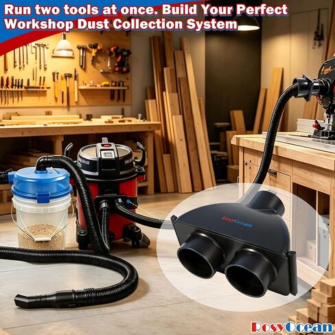 2-1/2 Inch Y Splitter Vacuum Hose Adapter Dual Port Dust Collection Fitting, Wet Dry Shop Vac Attachment for Table Saw Miter Saw Sander Woodworking Dust Extractor in Kuwait