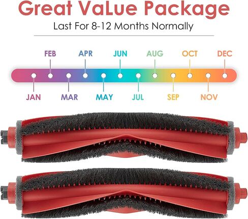 (2 Pack) Q10S5, Q10S5+, Q10X5, Q10X5+ Roller Brushes Compatible with Roborock Q10 S5/ S5+, Q10 X5/ X5+ Robot Vacuum, Main Brush Replacement Roller Brush in Kuwait