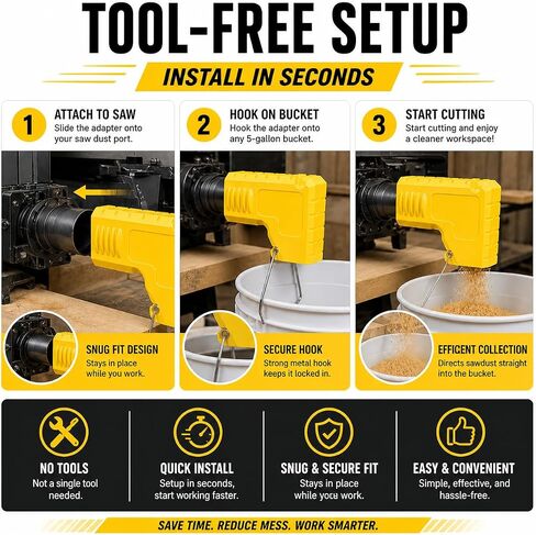 Dust Extraction Adapter for Table Saw - 2.5 Inch Dust Collector Connector with Hook, Dust Port Adapter Table Saw Accessories to Keep Workspace Clean in Kuwait