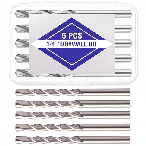5 Pcs Drywall Cutting Bit, 1/4 Inch Spiral Rotary Cut Out Bits, High Speed Steel Drywall Router Bits for Drywall and Gypsum Board Cutouts, Outlet Boxes, Wall Openings, Door Openings in Kuwait