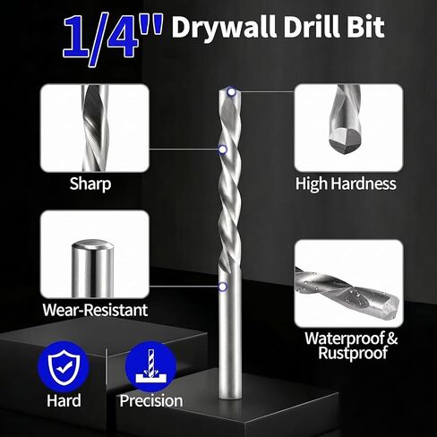 5 Pcs Drywall Cutting Bit, 1/4 Inch Spiral Rotary Cut Out Bits, High Speed Steel Drywall Router Bits for Drywall and Gypsum Board Cutouts, Outlet Boxes, Wall Openings, Door Openings in Kuwait