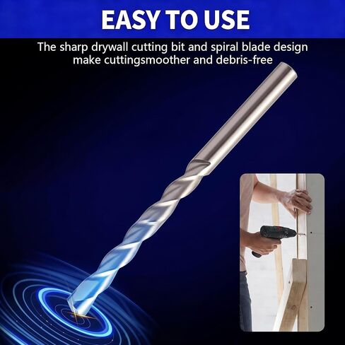5 Pcs Drywall Cutting Bit, 1/4 Inch Spiral Rotary Cut Out Bits, High Speed Steel Drywall Router Bits for Drywall and Gypsum Board Cutouts, Outlet Boxes, Wall Openings, Door Openings in Kuwait