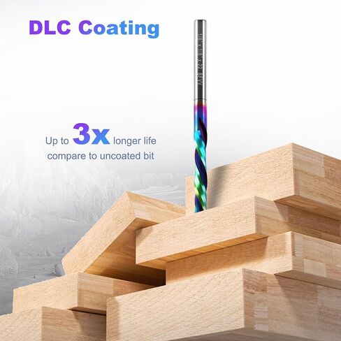 1/8 inch Shank Compression CNC Router Bits, 2-Flute DLC Coating Solid Carbide Spiral End Mill, 22mm CEL. Up & Down Cut Milling Cutter for Engraving Milling Woodworking Carving, Pack of 10 in Kuwait