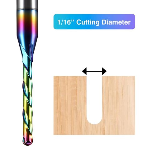 Shop 5PCS 1/16 Ball Nose CNC Router Bits 1/8 Inch Shank,Carbide Ballnose End Mill with DLC Coating,2 Flute End Milling Cutter Engraving Carving Tool for MDF Wood PVC,1/2" CL,1-1/2" OVL in Kuwait