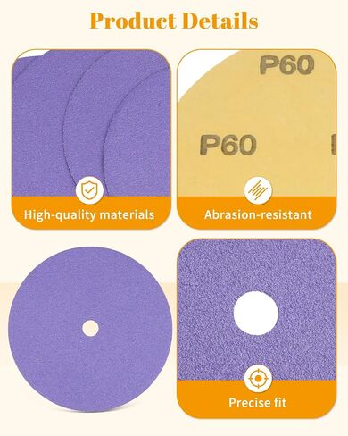 25Pcs 7" Sanding Disc Compatible with JLD10-8 Lawn Mower Blade/Sharpener and Grinder,60 Grit Blue Zirconia Sticky in Kuwait