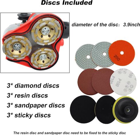 TECHTONGDA Portable Wall Floor Grinder Sander Polishing Machine Electric for Concrete Epoxy Wall Floor Adjustable Speed with Telescopic Rod 220V in Kuwait