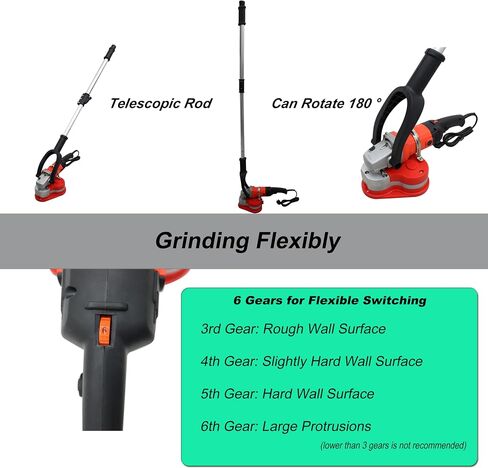 TECHTONGDA Portable Wall Floor Grinder Sander Polishing Machine Electric for Concrete Epoxy Wall Floor Adjustable Speed with Telescopic Rod 220V in Kuwait