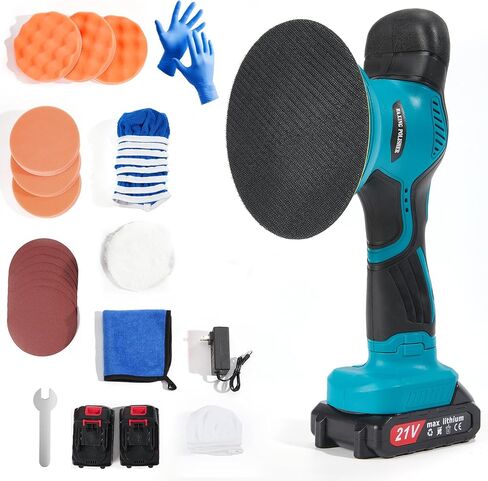 Cordless Car Buffer Polisher Machine, 28 PCS Complete Set & 2X21V Batteries | 6 Variable Speeds Random Orbital Polisher For Car Detailing, Scratch Removal, Waxing & Repair in Kuwait