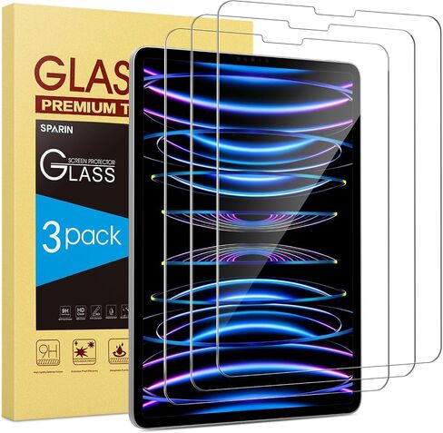 SPARIN 3 Pack Screen Protector Compatible with iPad Air 5th/4th Generation 10.9 inch (2022/2020), iPad Pro 11 inch All Models(2022/2021/2020/2018), Tempered Glass Compatible with iPad Air 5/Air 4 in Saudi Arabia