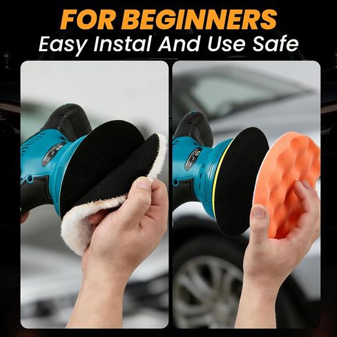 Cordless Car Buffer Polisher Machine, 28 PCS Complete Set & 2X21V Batteries | 6 Variable Speeds Random Orbital Polisher For Car Detailing, Scratch Removal, Waxing & Repair in Kuwait