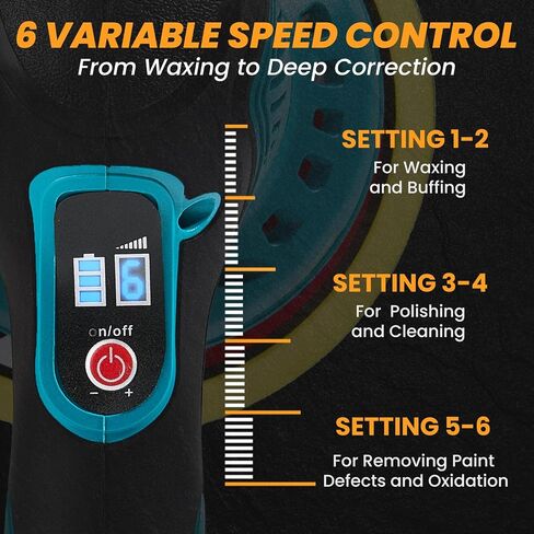 Cordless Car Buffer Polisher Machine, 28 PCS Complete Set & 2X21V Batteries | 6 Variable Speeds Random Orbital Polisher For Car Detailing, Scratch Removal, Waxing & Repair in Kuwait