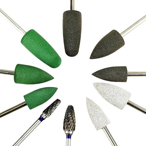 8pcs Hp Silicone Rubber Polishing Burs + 2 Tungsten Steel Polishers Acrylic Grinding Polishing 3/32" (2.35mm) Shank Shaft in Kuwait
