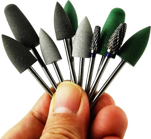 8pcs Hp Silicone Rubber Polishing Burs + 2 Tungsten Steel Polishers Acrylic Grinding Polishing 3/32" (2.35mm) Shank Shaft in Kuwait