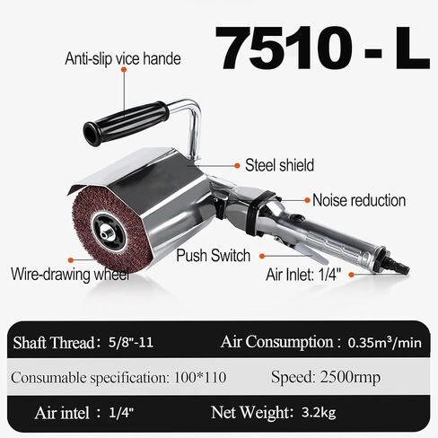 Burnishing Polishing Machine,Pneumatic Surface Conditioning Tool,Handheld Wheel Polisher Sander Wire Drawing Machine for Stainless Steel Metal Wood Polishing,2500RMP in Kuwait