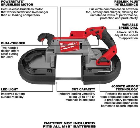 A For M18 FUEL Deep Cut Dual-Trigger Band Saw (Bare Tool) + TPT Premium cart tecforeman in Kuwait
