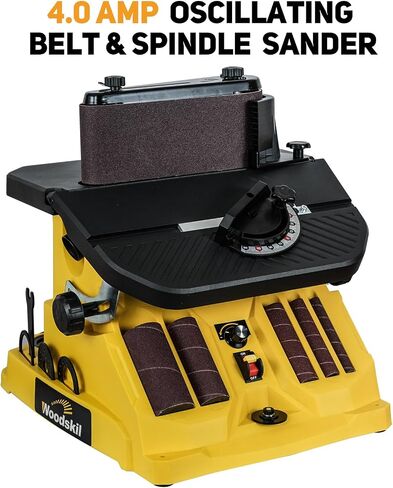 Woodskil Variable Speed Oscillating Spindle Sander for Wood,4A | Spindle Sander with 1000-1800RPM,6 Sleeves,Compact Design for Curved Edges,Contours,Slots,Detail Work in Kuwait
