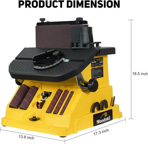 Woodskil Variable Speed Oscillating Spindle Sander for Wood,4A | Spindle Sander with 1000-1800RPM,6 Sleeves,Compact Design for Curved Edges,Contours,Slots,Detail Work in Kuwait