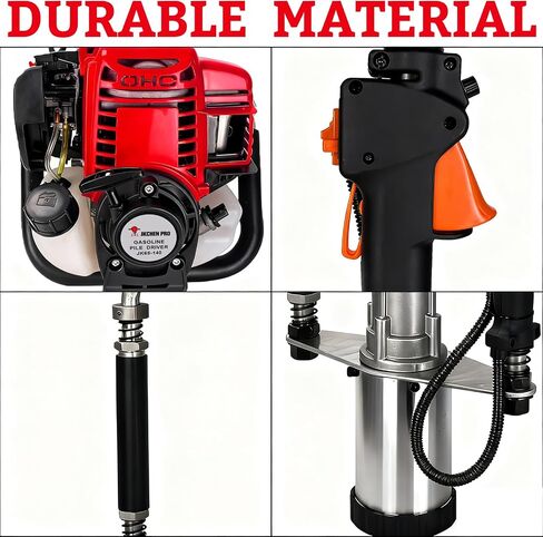 37.7cc Gas T Post Driver, 1200W 4 Stroke Fencing Tool with 3 Sleeves | Heavy Duty, 8500RPM, 35J Impact, 3 Sleeves Included（45mm, 55mm, 88mm）, Post Pounder for Farm, Ranch, Construction in Kuwait