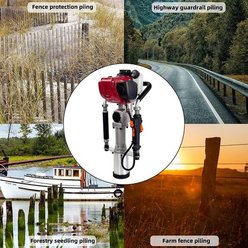 37.7cc Gas T Post Driver, 1200W 4 Stroke Fencing Tool with 3 Sleeves | Heavy Duty, 8500RPM, 35J Impact, 3 Sleeves Included（45mm, 55mm, 88mm）, Post Pounder for Farm, Ranch, Construction in Kuwait