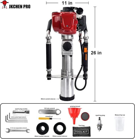 37.7cc Gas T Post Driver, 1200W 4 Stroke Fencing Tool with 3 Sleeves | Heavy Duty, 8500RPM, 35J Impact, 3 Sleeves Included（45mm, 55mm, 88mm）, Post Pounder for Farm, Ranch, Construction in Kuwait