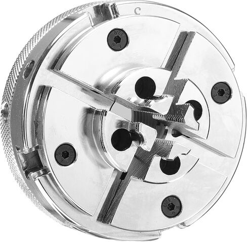 VEVOR 4 Inch Wood Lathe Chuck, 4-Jaw, Self-Centering Wood Turning Chuck Set with 1" x 8TPI Thread & Adapter, 4 PCS Round/Jaws/Pin Jaws, Case, Nickel-Plated, High-Hardness Steel, for Woodworking Lathe in Kuwait
