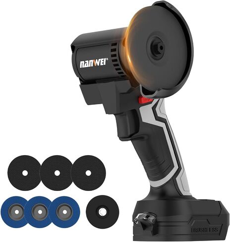 NANWEI Cordless Angle Grinder 4-1/2 inch, Variable Speed Angle Grinder,Brushless Motor,2 x 4.0Ah Battery, Power Electric Cut Off Tool,9800rmp,For Cutting Grinding Polishing（Battery Set） in Kuwait