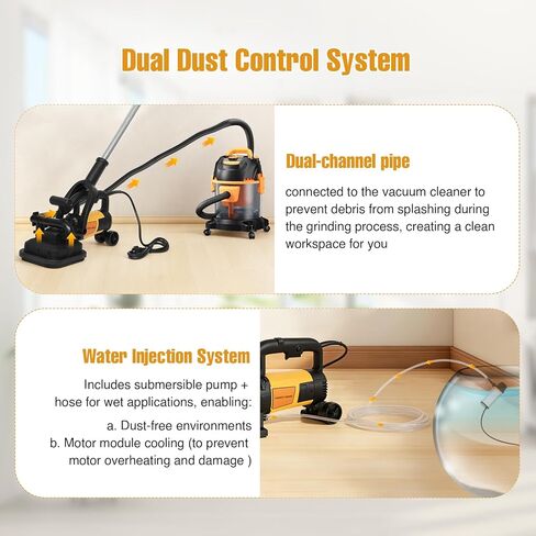 4-Head Concrete Surface Grinder with Handle & Auxiliary Wheels，3800W Concrete Grinder Machine with 6-Speed Control & Dust Collection Cover, Floor Grinder for Grinding Concrete Deck Marble Granite in Kuwait