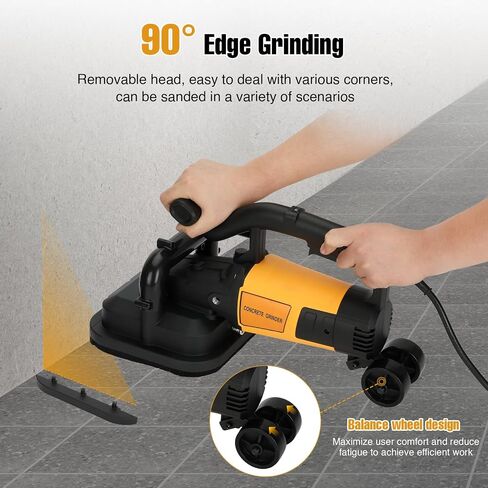 4-Head Concrete Surface Grinder with Handle & Auxiliary Wheels，3800W Concrete Grinder Machine with 6-Speed Control & Dust Collection Cover, Floor Grinder for Grinding Concrete Deck Marble Granite in Kuwait
