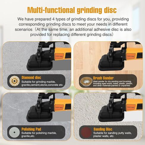 4-Head Concrete Surface Grinder with Handle & Auxiliary Wheels，3800W Concrete Grinder Machine with 6-Speed Control & Dust Collection Cover, Floor Grinder for Grinding Concrete Deck Marble Granite in Kuwait